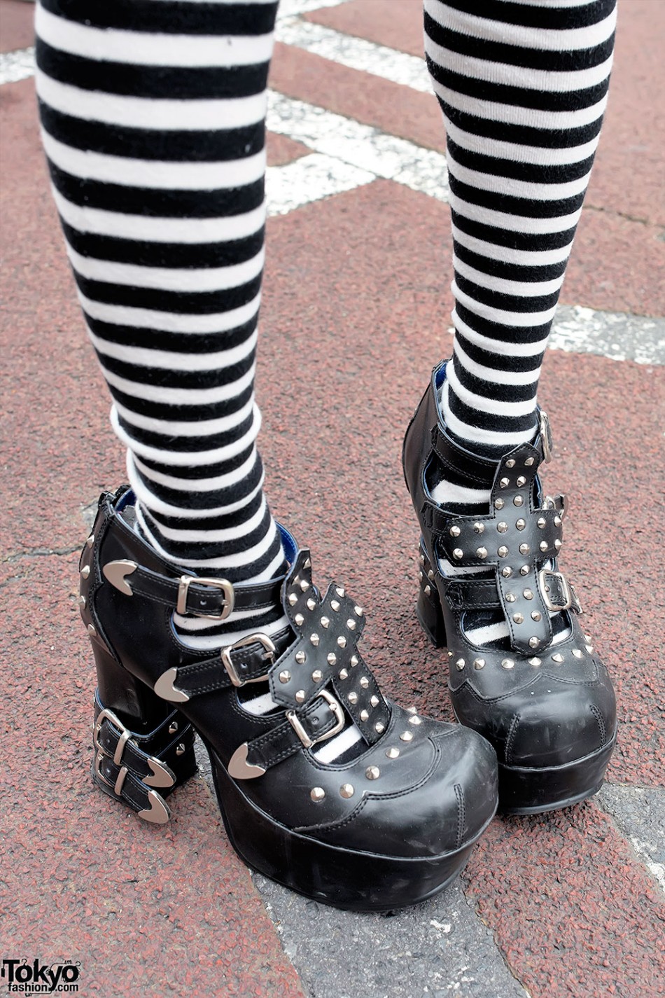 Plaid h.NAOTO Fashion, Striped Socks, Studded Heels & Piercings in ...