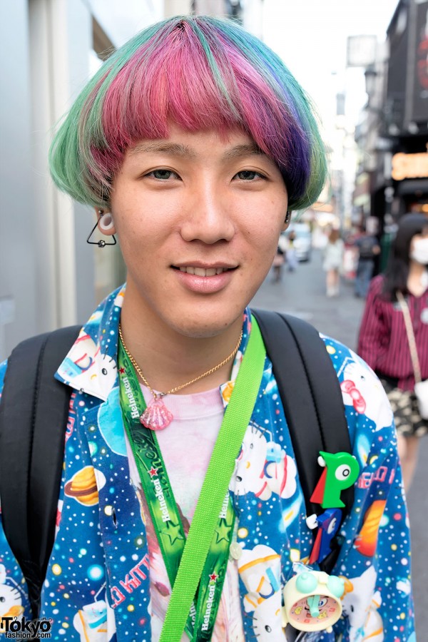 Rainbow Hair & Hello Kitty Shirt in Harajuku