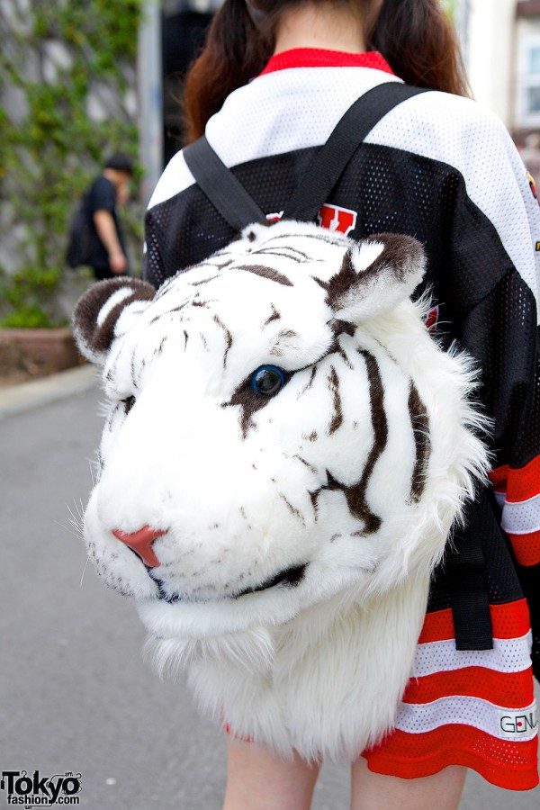 White Tiger Head Backpack
