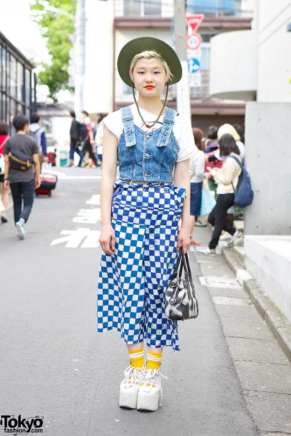 Denim Bustier, Comme des Garcons Skirt & Tokyo Bopper in Harajuku