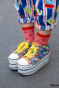 Yosuke Paint Splattered Platform Sneakers