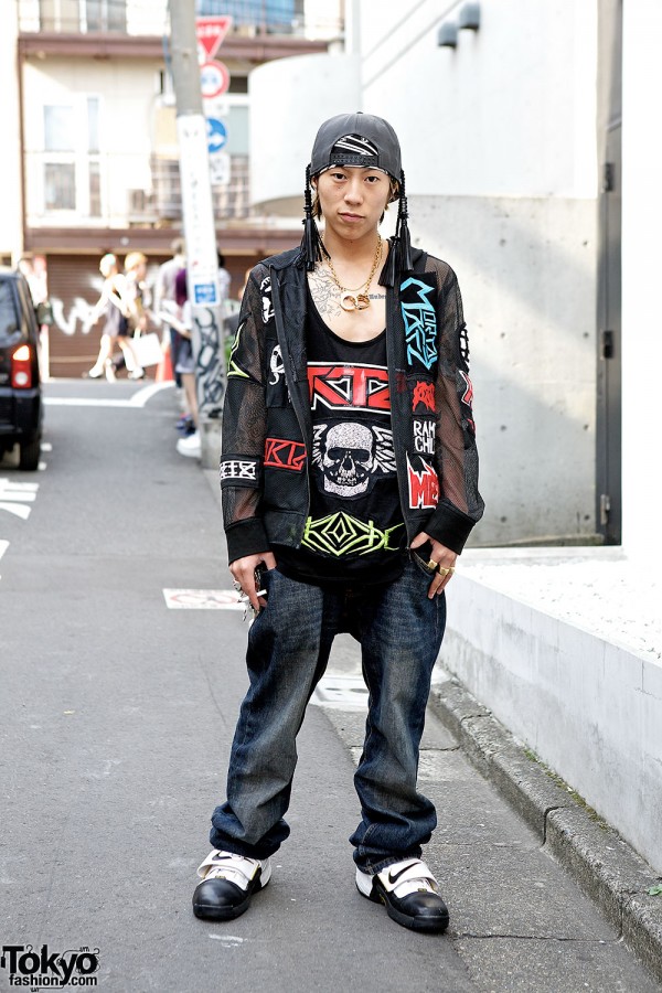 KTZ Mesh Hoodie w/ LRG Jeans, Nike & Oz Abstract Accessories in Harajuku