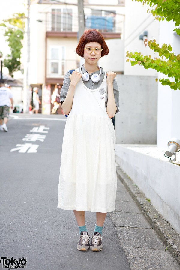 Harajuku Girl w/ Glasses, Maxi Dress, Globe Hope Bag & Patrick Sneakers