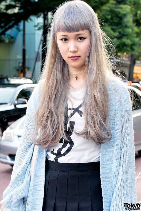 Pastel Hair, YSL Top, Pleated Skirt & LDS Platform Sandals in Harajuku ...