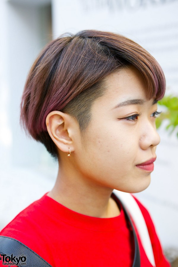 Purple Partially Shaved Hairstyle