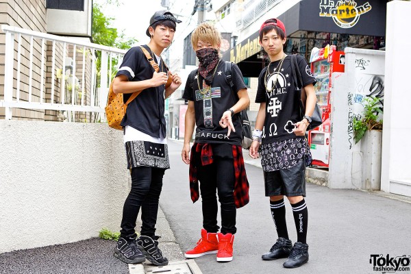 Harajuku Guys w/ Bandanas, Crosses & Sneakers in L.A.T.H.C., Givenchy, Pyrex & MCM