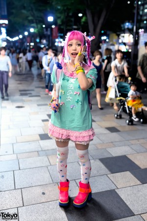 Haruka Kurebayashi w/ “Magical Girl” Dress & Pink Braids in Harajuku ...