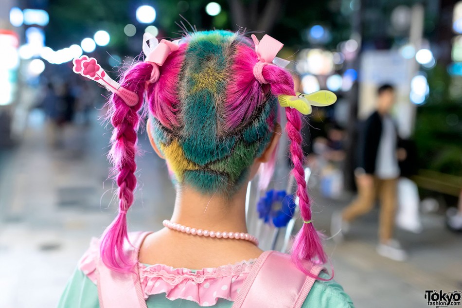 Haruka Kurebayashi W Magical Girl Dress And Pink Braids In Harajuku