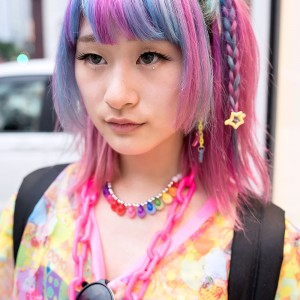 Pink Blue Braids Hair in Harajuku