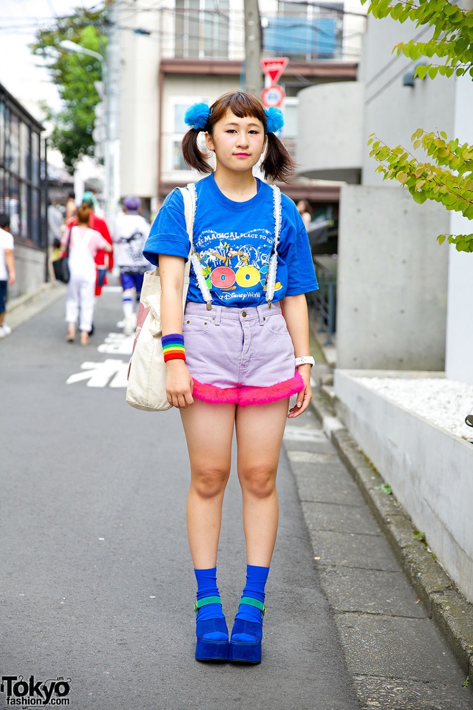 Twintails, Furry Hair Ties, Lace Suspenders & WEGO Platform Sandals in