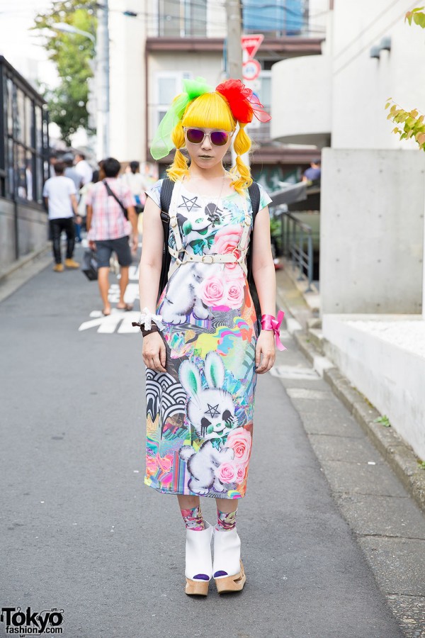 Yellow Twintails, Disturbia Clothing, Leather Harness & Beauty:Beast in Harajuku