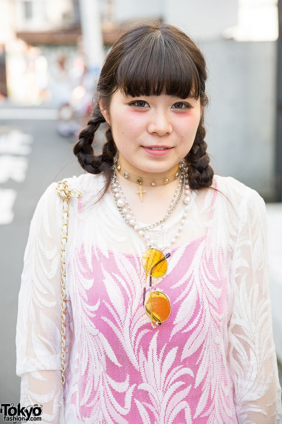 Harajuku Girl W  Braided Hair, Resale Sheer Dress, Cross Choker 