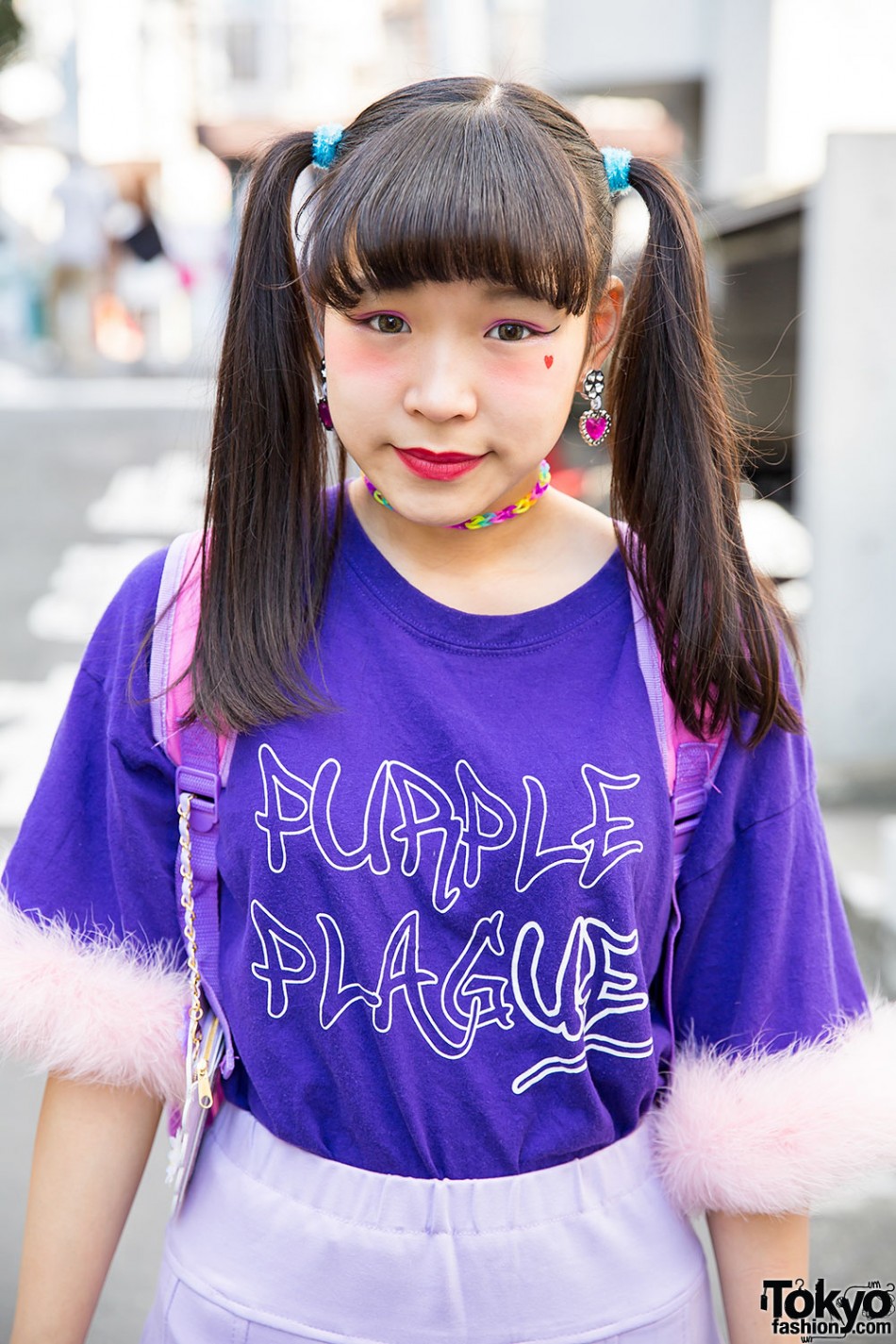 Harajuku Girls in Pleated Skirts w/ Purple Plague Top, Disney Backpack ...