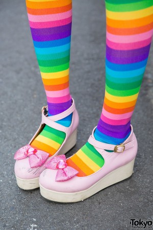 Harajuku Decora Girl in 90884 Top, Super Lovers Jacket & Rainbow Socks ...