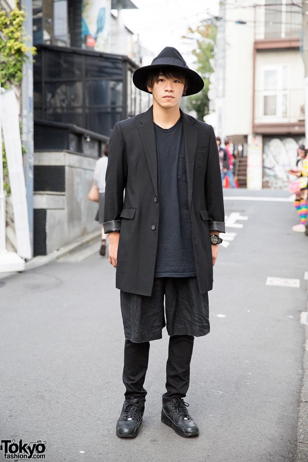 Layered Black Fashion w/ Resale Items, Hat & Nike Sneakers in Harajuku