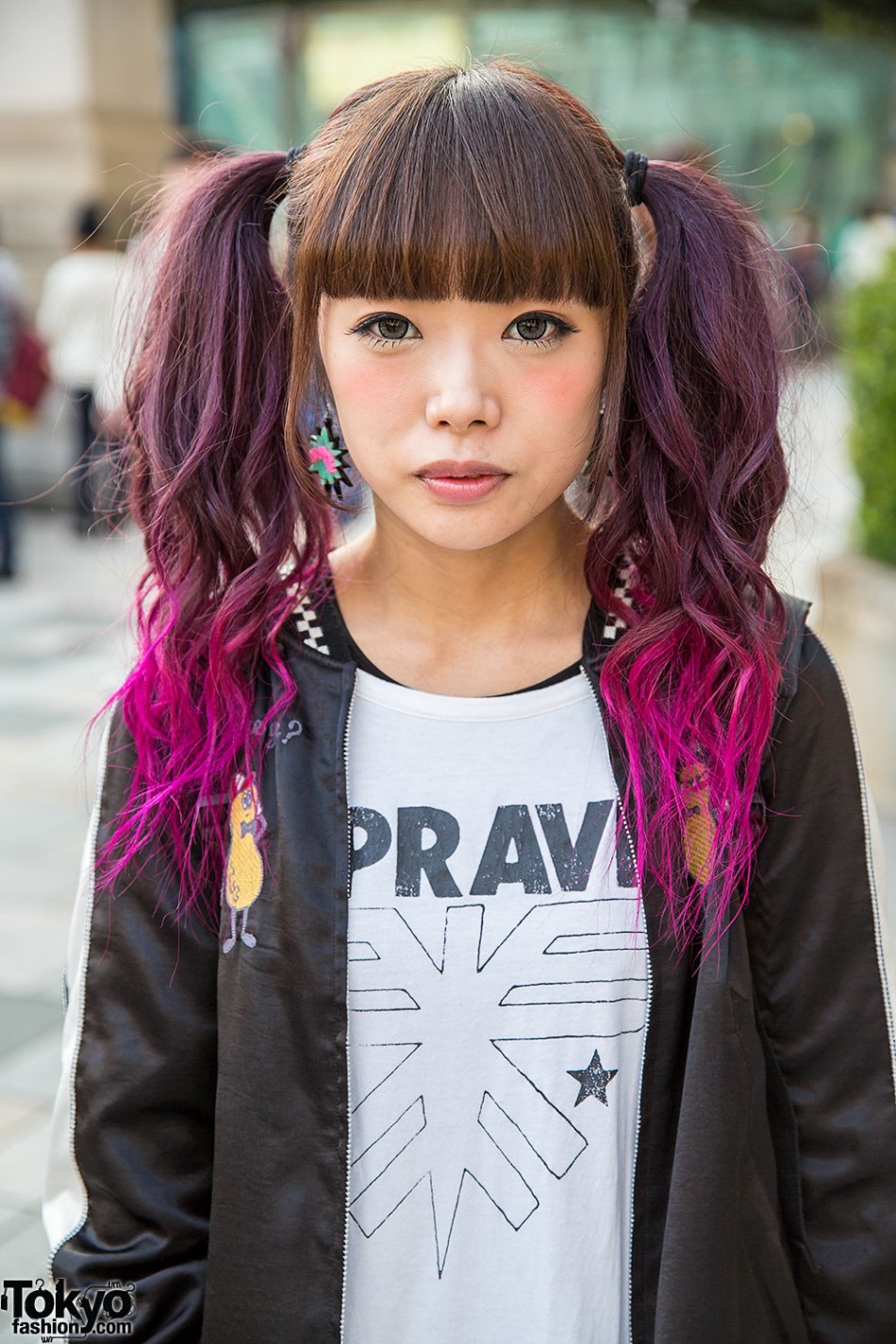 Dip Dye Twin Tails, Candy Stripper Satin Jacket & Jouetie in Harajuku ...