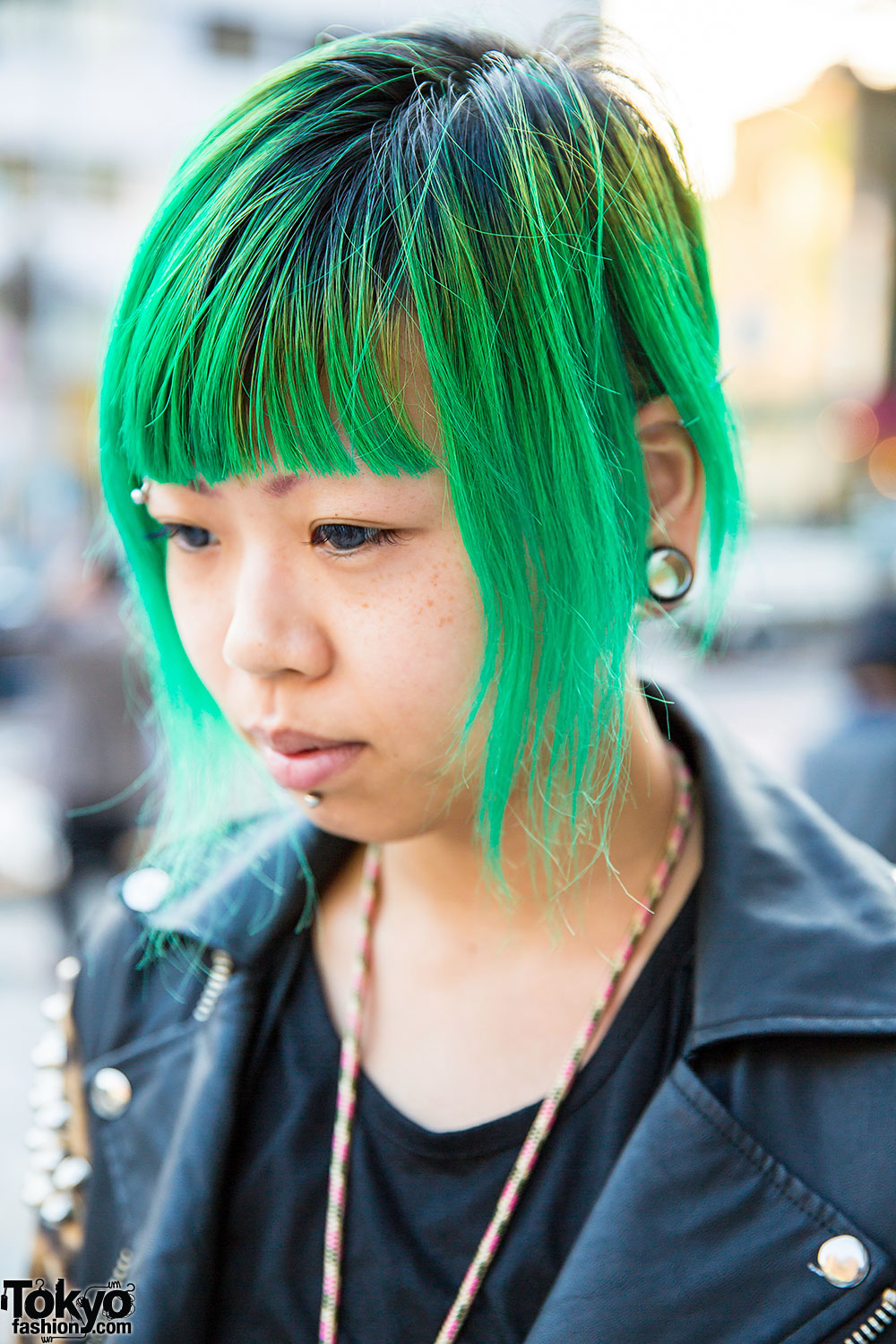 Green Haired Harajuku Girl in UNIF Biker Jacket, Nincompoop Capacity ...
