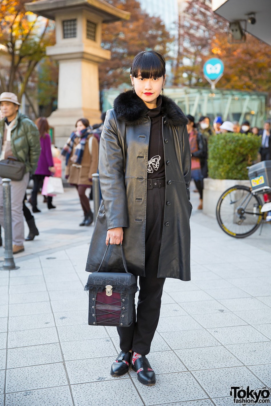 Leather Coat, Vintage Zool Pants & Alice Auaa Box Bag in Harajuku ...