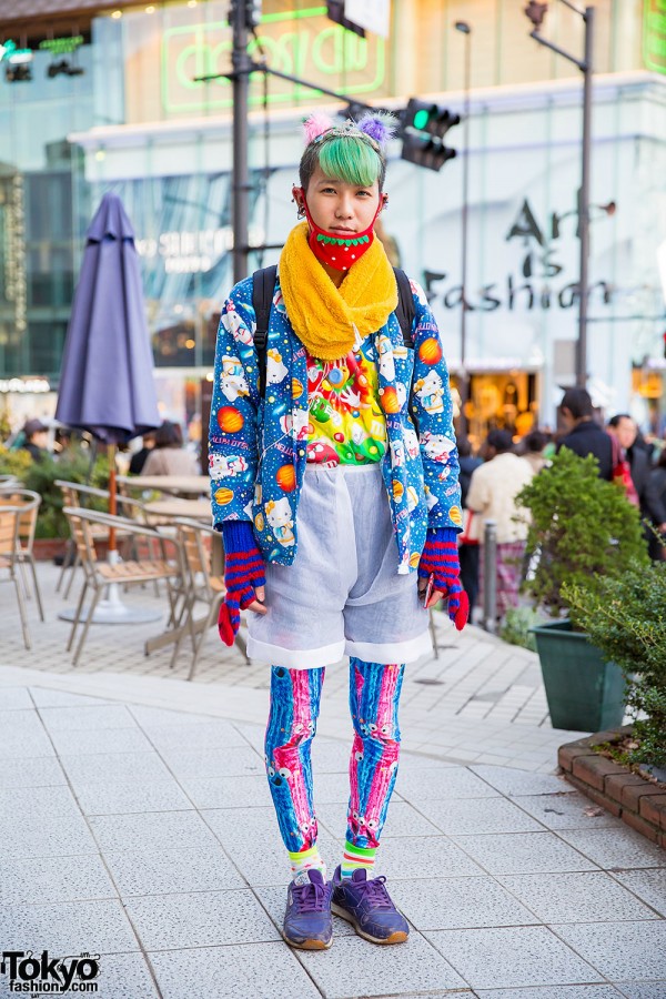 Harajuku Guy w/ Tiara in Colorful Hair, Hello Kitty, Piercings & M&Ms