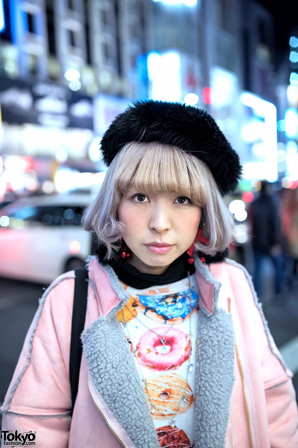 Pastel Hair, Pink Shearling Coat, Pom Pom Earrings & Milkboy Donuts in ...