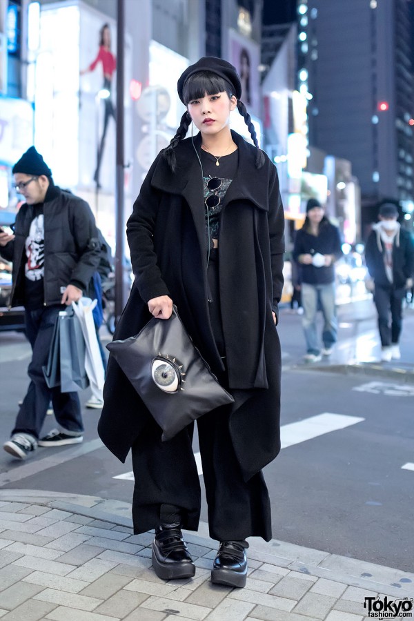 Spiked Eyeball Purse, Twin Braids & Dark Fashion in Harajuku