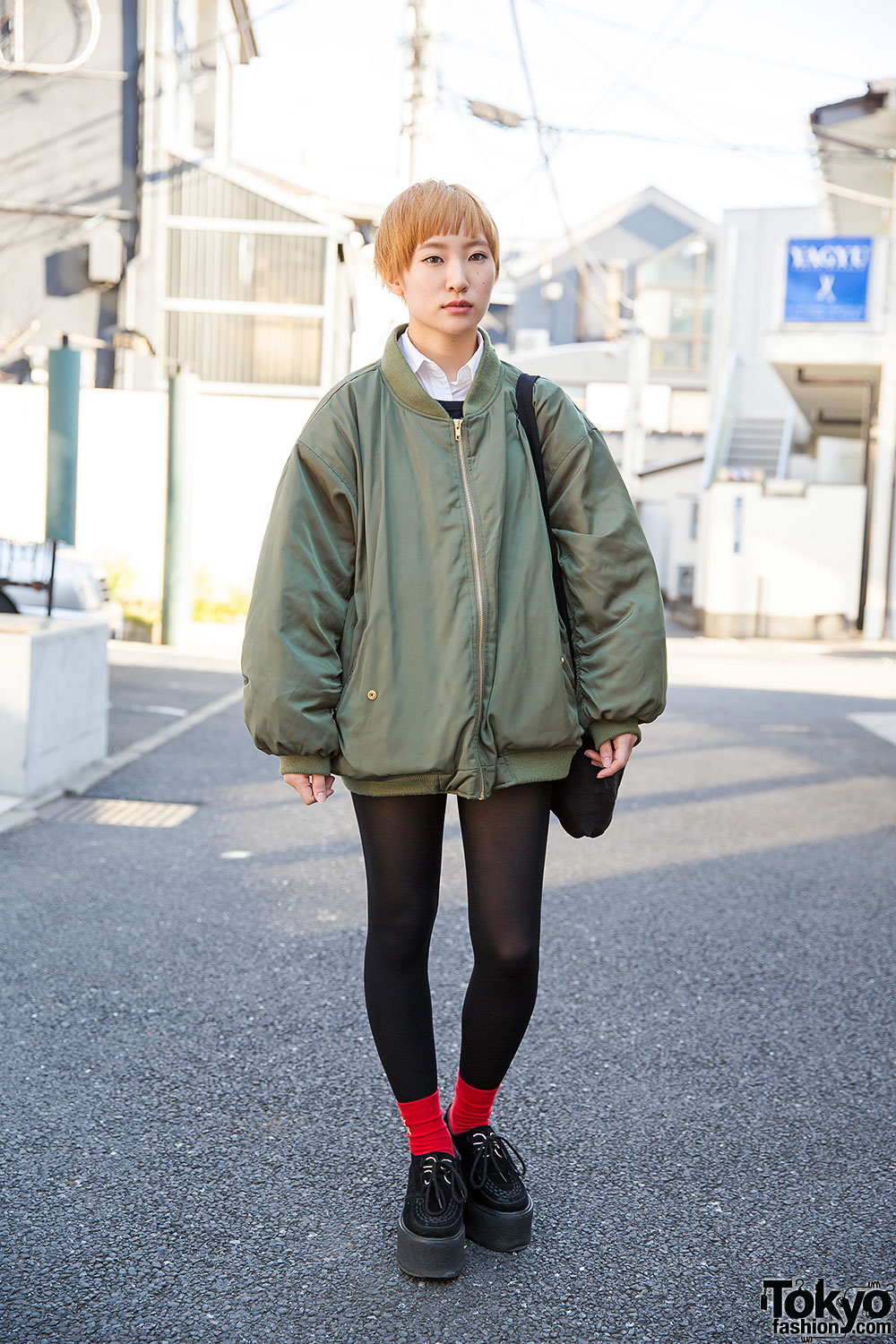 Tokyo Fashion on X: Harajuku girl w/ oversized bomber, Vivienne