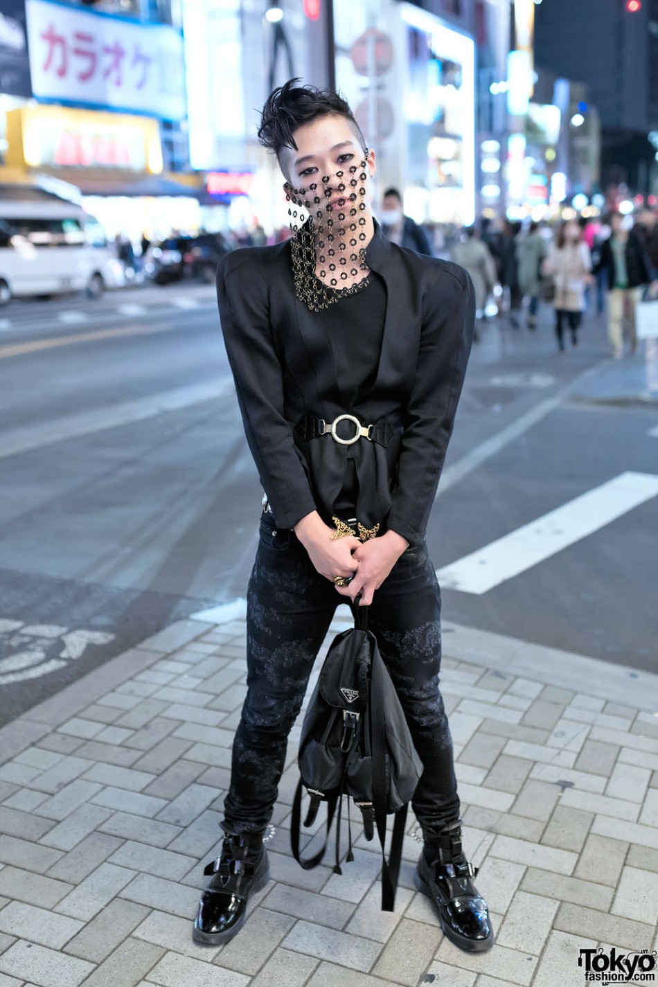 Harajuku Fashion Student w/ Chainmail Veil, Saint Laurent & Hiro x ...