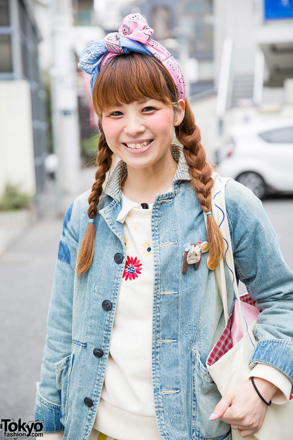 Harajuku Girl W  Braided Tails, Bow Headscarf, Hanjiro, Pou Dou Dou 