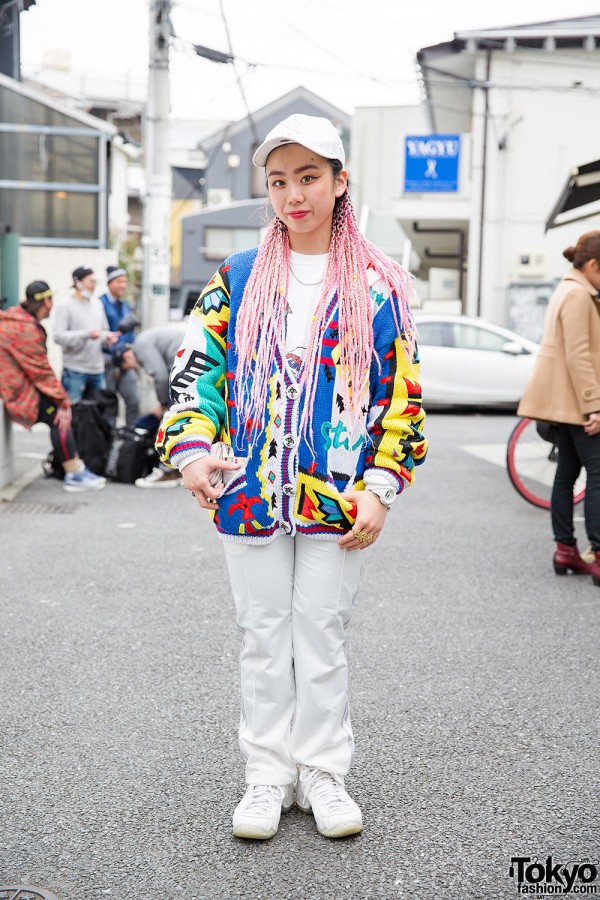 Pink Haired Girl w/ No! Jeans Sweater, Giza Top, Nike Sneakers & Chrome Hearts Accessories