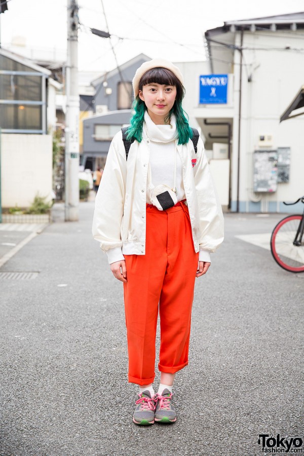 Harajuku Girl w/ Green Hair, Resale Fashion, Onigiri Pouch & New Balance Sneakers