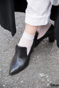 Harajuku Girl w/ Pink Dip Dye, Maxi Coat, White & Heeled Loafers ...