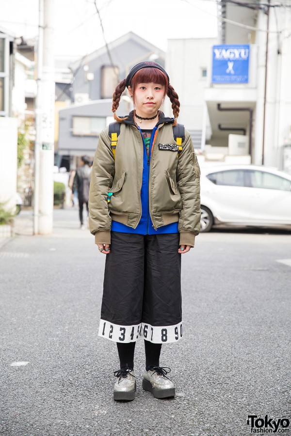 Aymmy in the Batty Girls Top & Pants w/ MA-1 Jacket & Shimamura Glitter Creepers