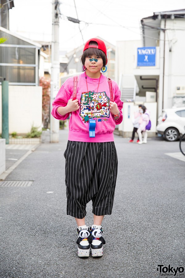 Fun Harajuku Style w/ Randoseru, Panda Flatforms & Giant Whistle Necklace