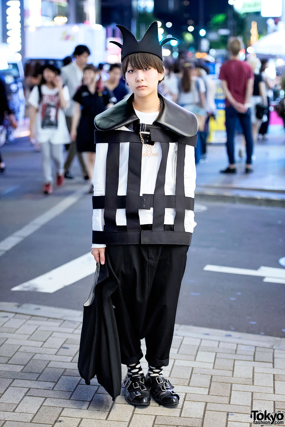 Black Crown & Comme Des Garcons Street Fashion in Harajuku – Tokyo Fashion