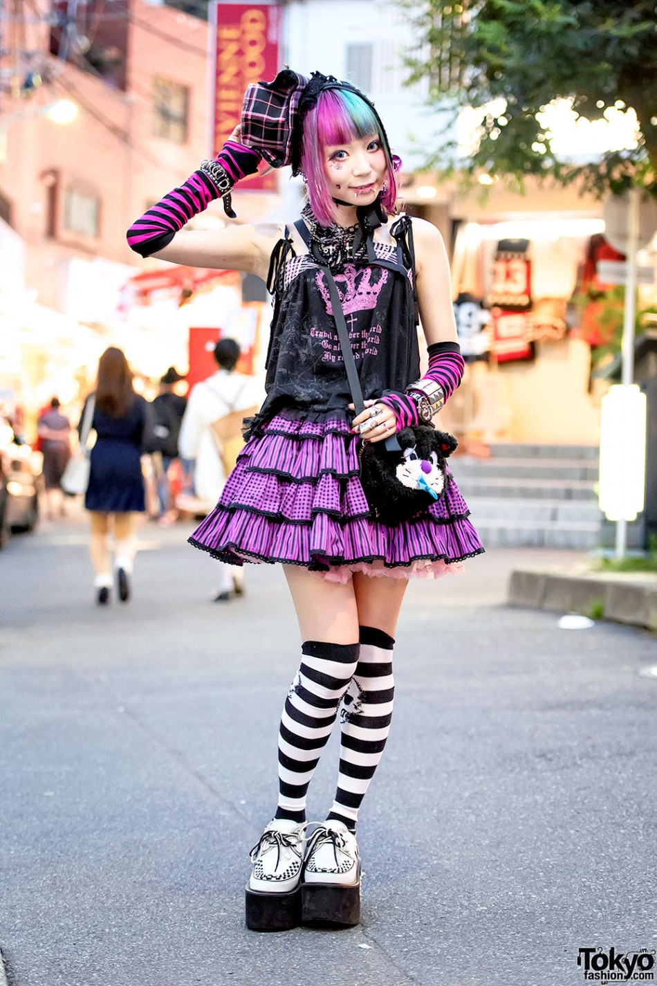 Harajuku Girl w/ Piercings, Pink-Blue Hair, h.NAOTO, Putumayo & Winged ...