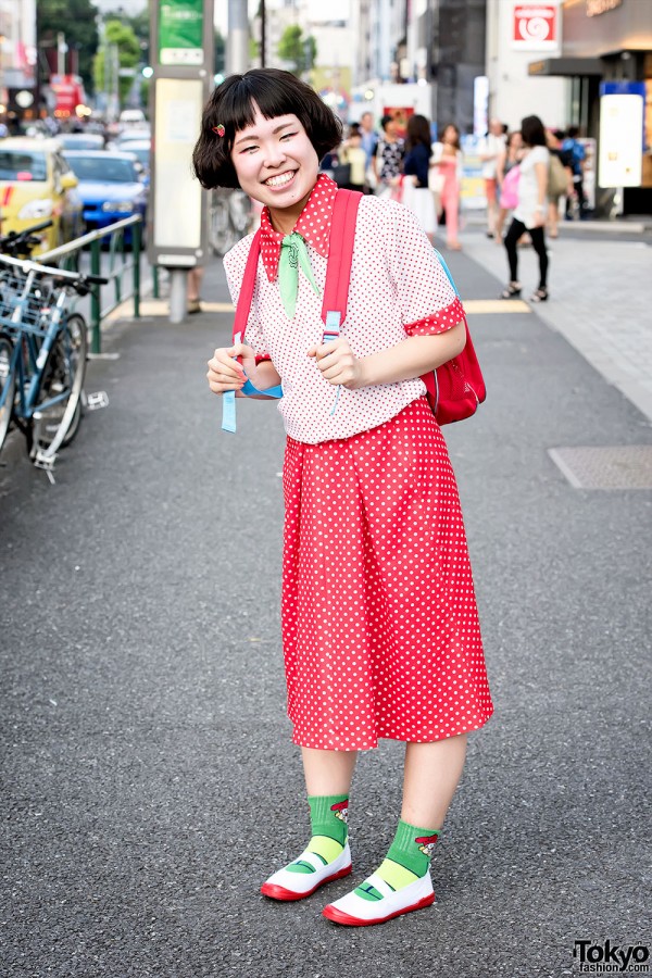 Harajuku Girl in Polka Dots w/ Gaspard and Lisa Backpack & My Melody