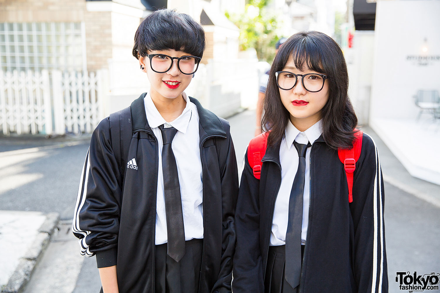 Harajuku School Girls w/ Glasses, Uniforms, Adidas Jacket & Nike Sneakers