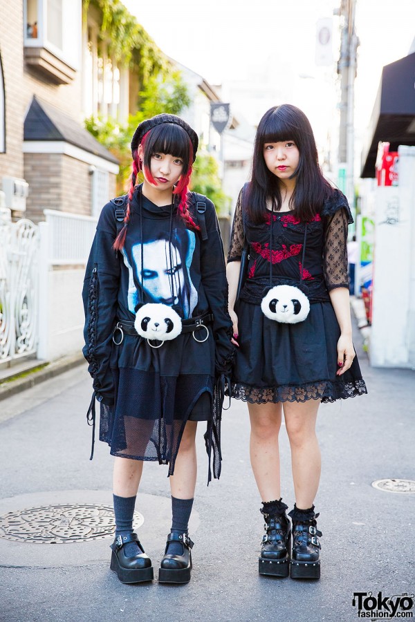 Harajuku Girls in All Black w/ Panda Pouches, Marilyn Manson, mon Lily & Nincompoop Capacity
