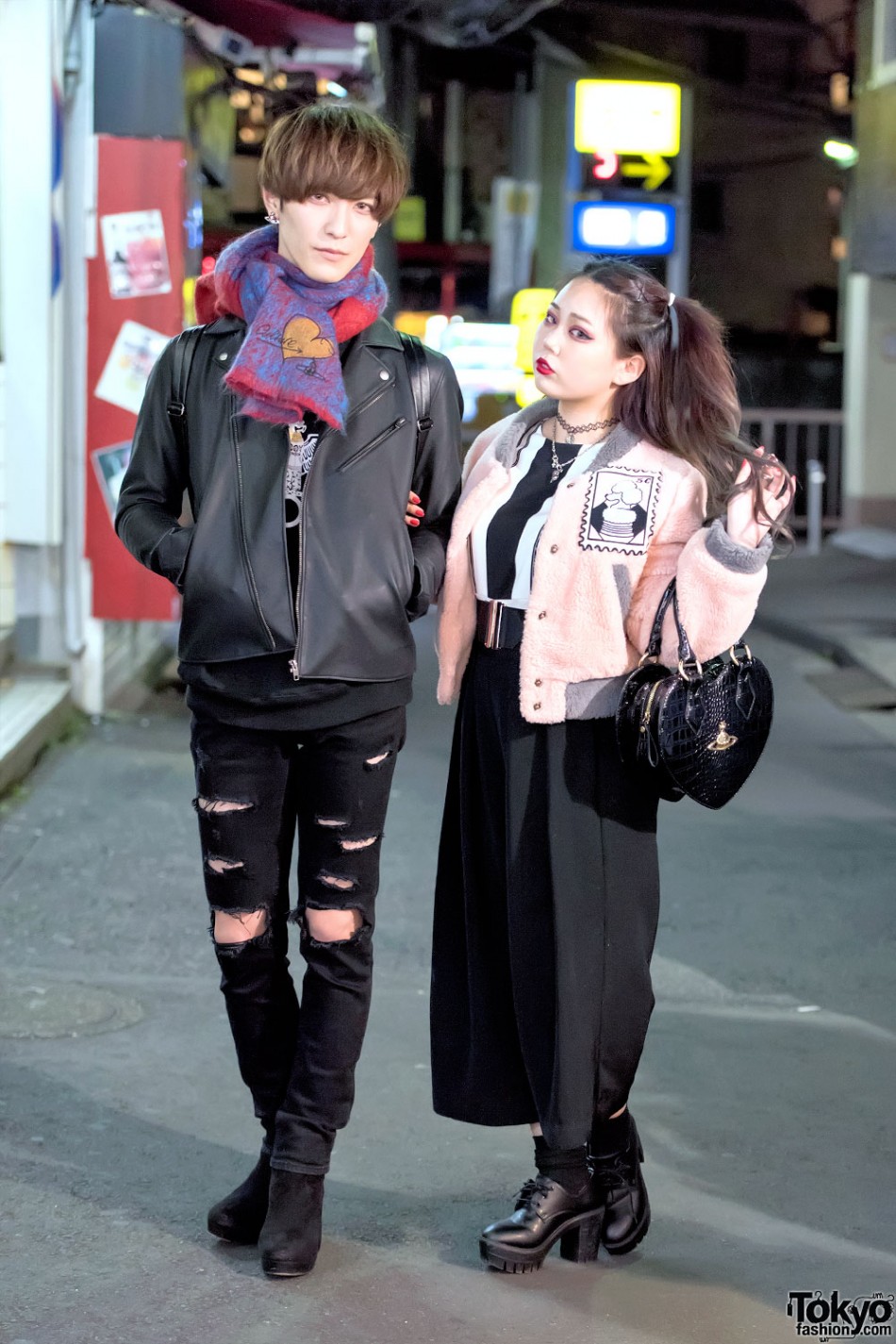 Harajuku Couple in Vivienne Westwood, Biker Jacket, Faux Fur ...