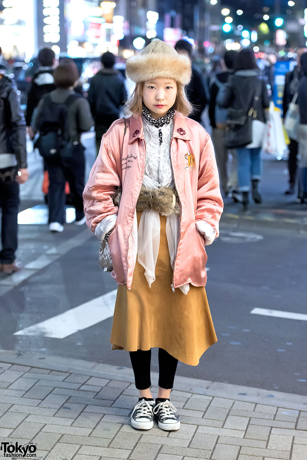Harajuku Girl in Pink Tiger Sukajan, Suede Skirt, Theatre Products ...