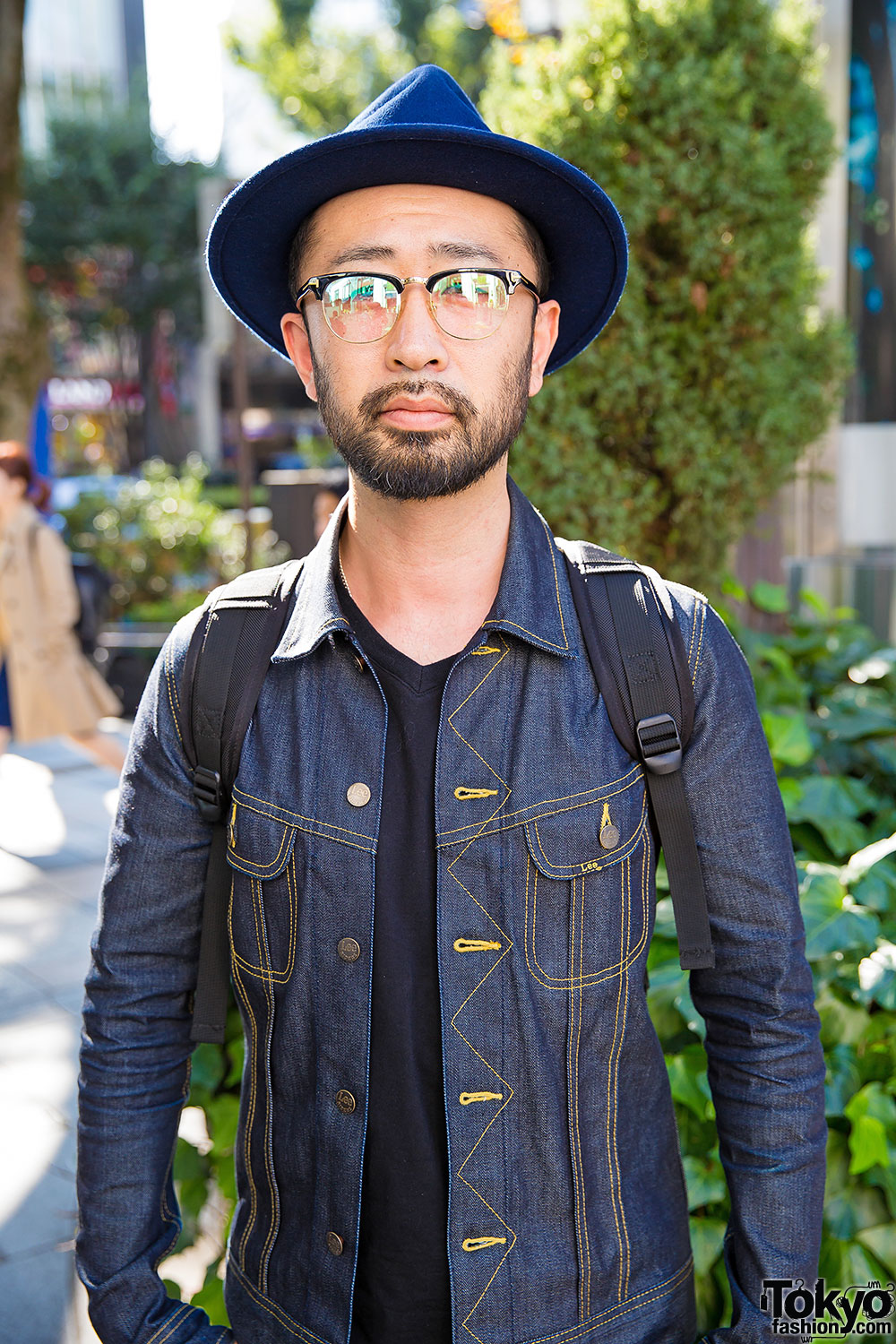 Harajuku Guy in Hat & Glasses w/ AKM x Lee Denim Jacket, DSPTCH ...