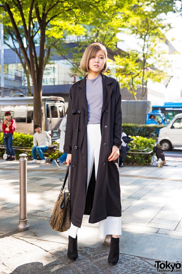 Harajuku Girl in Emoda Trench Coat, Diesel Bag & Zara Ankle Boots