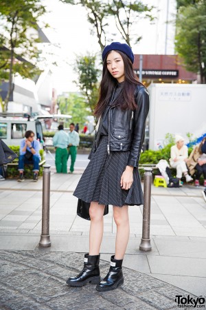 Harajuku Fashion Model in Comme des Garcons Dress, Kenzo Boots & Biker ...