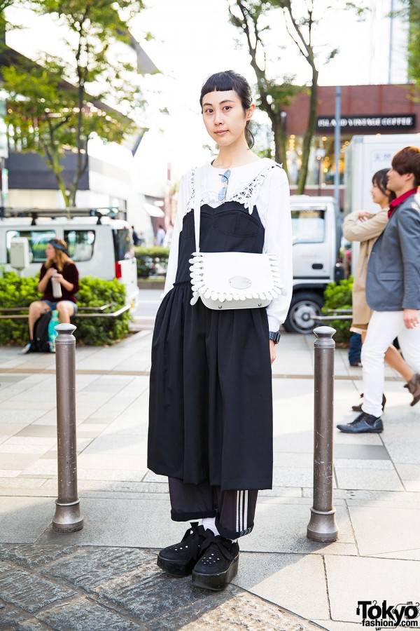 Vintage Top & Three Stripes Pants w/ Tokyo Bopper Bag & Shoes in Harajuku