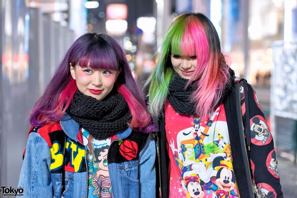 Harajuku Girls in Colorful Street Styles w/ Betty Boop & Mickey Mouse ...