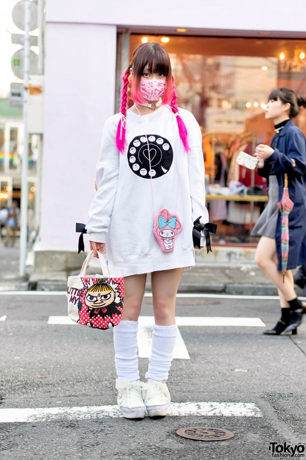 Pink Braids, Hello Kitty Mask, My Melody, Duffy & Little My in Harajuku