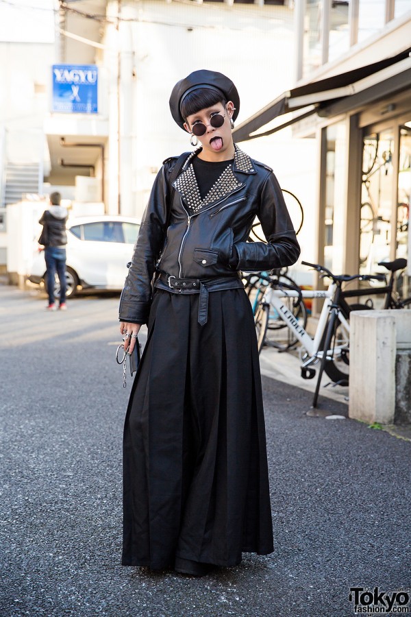 All Black Harajuku Style w/ Biker Jacket, Never Mind the XU & UNIF Boots