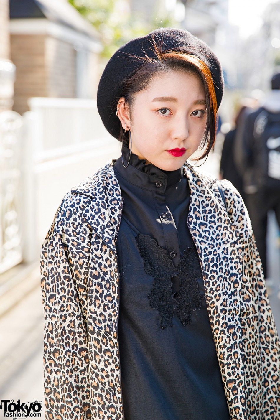 Harajuku Girl in Animal Print Jacket, Faux Fur Slides & Leather ...