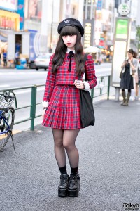 Harajuku Girl in Plaid Honey Cinnamon Dress & Platform Shoes – Tokyo ...
