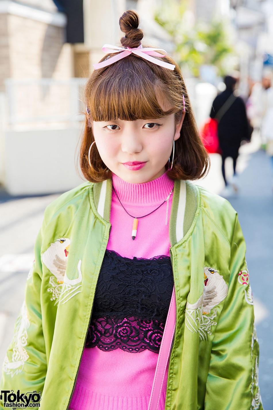 Harajuku Girl in Souvenir Jacket, Kobinai Pants, Camisole & Little ...